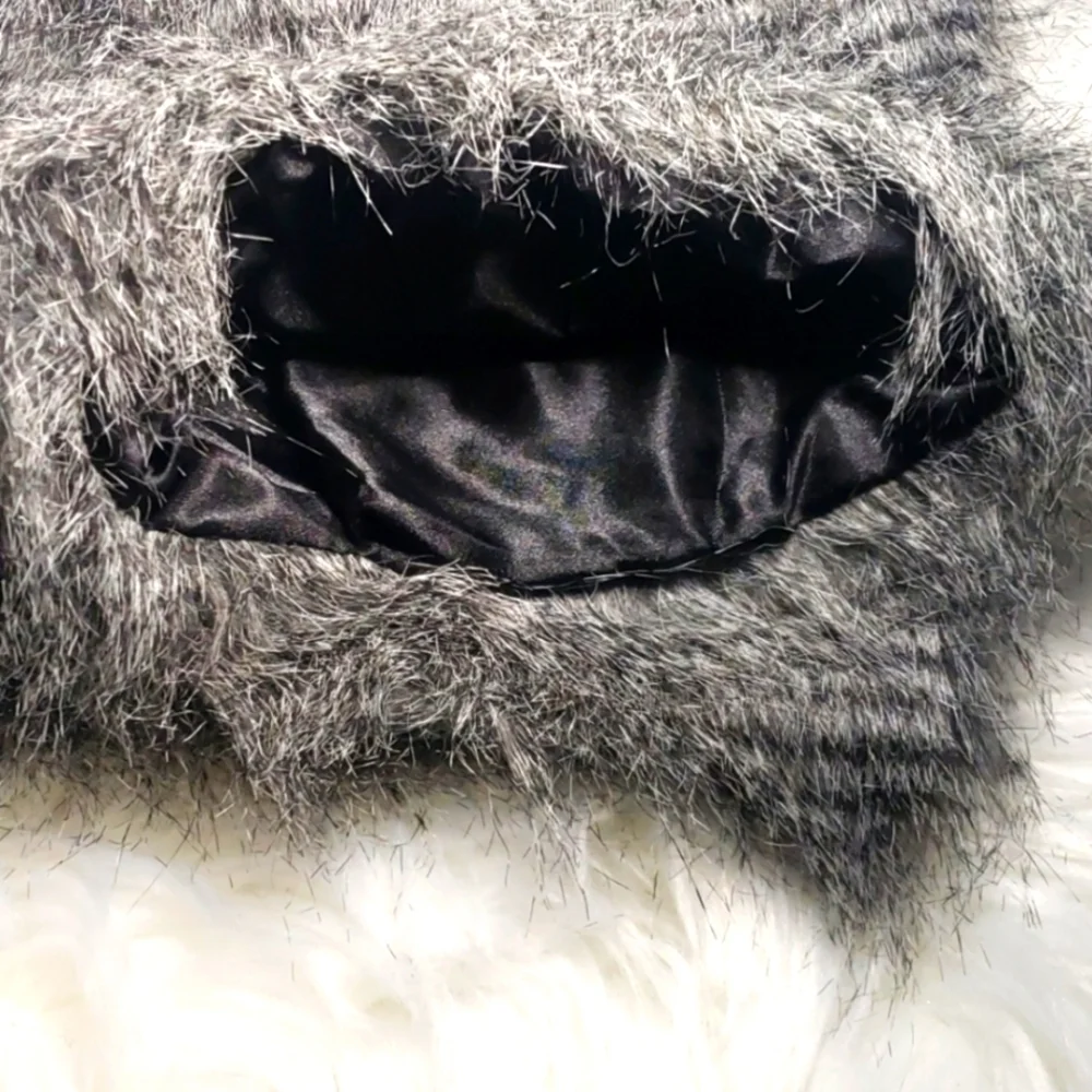 Faux fur black and gray boot cuff leg warmers NEW